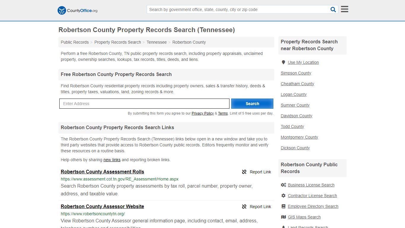 Robertson County Property Records Search (Tennessee) - County Office