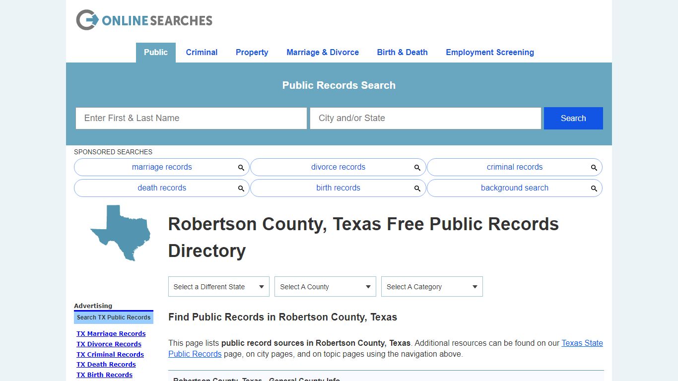 Robertson County, Texas Public Records Directory